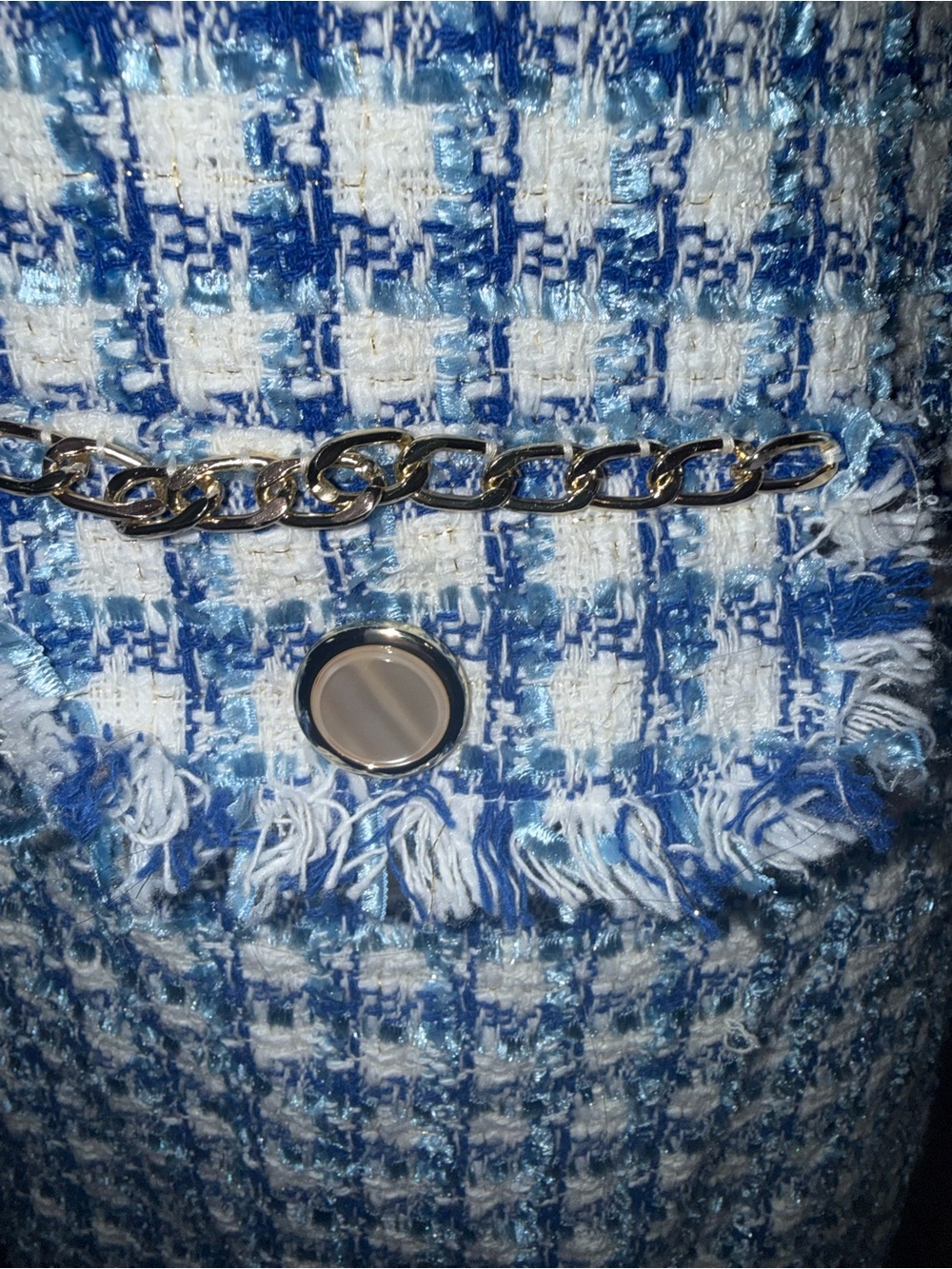 Alexia Admor Women's Klara Tweed Dress 6 Blue Chain Sleeveless Office wedding - Picture 4 of 7